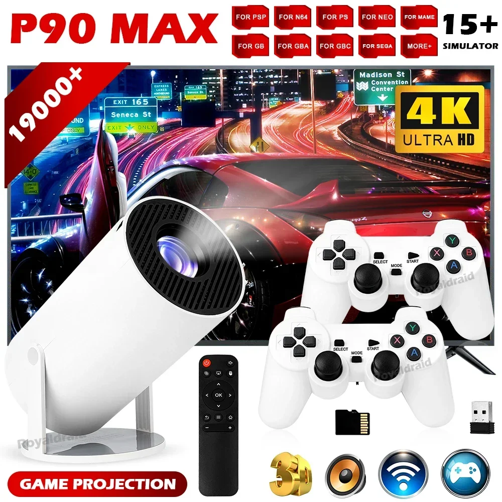 Retro Gaming With Projector - Projecteur de jeu intelligent portable P90