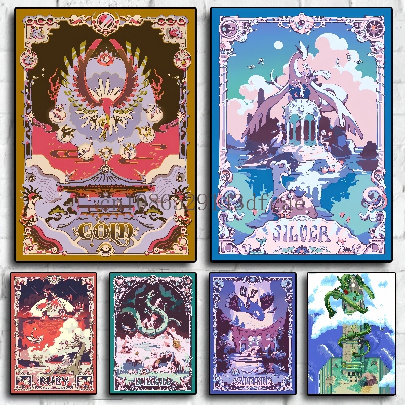 Retro Gaming Pokemon - Affiche de dessin animé rétro Pokemon,
