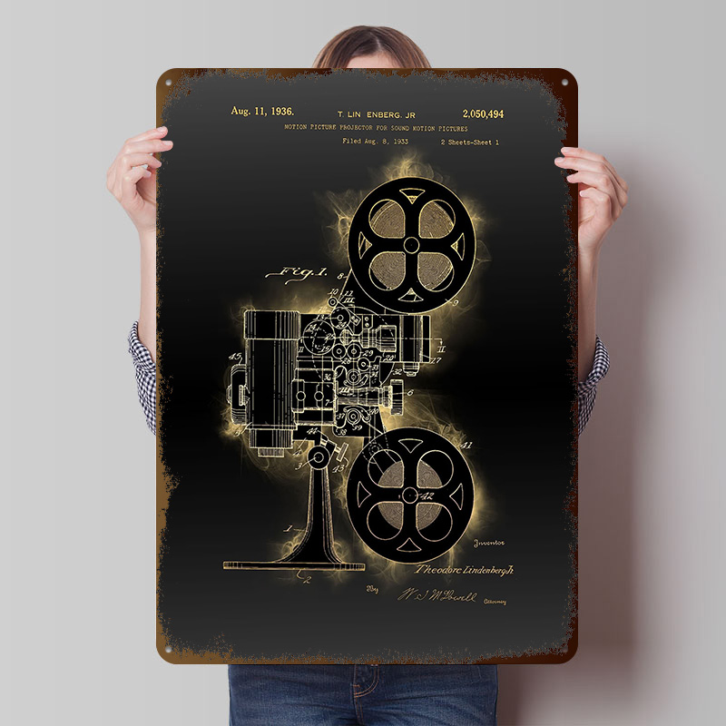 Affiches en fer blanc brevetée - Retro Gaming With Projector avis et prix